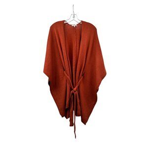 Jodifel Womens Knit Kimono Cardigan Open Front Belted Orange Size Small
